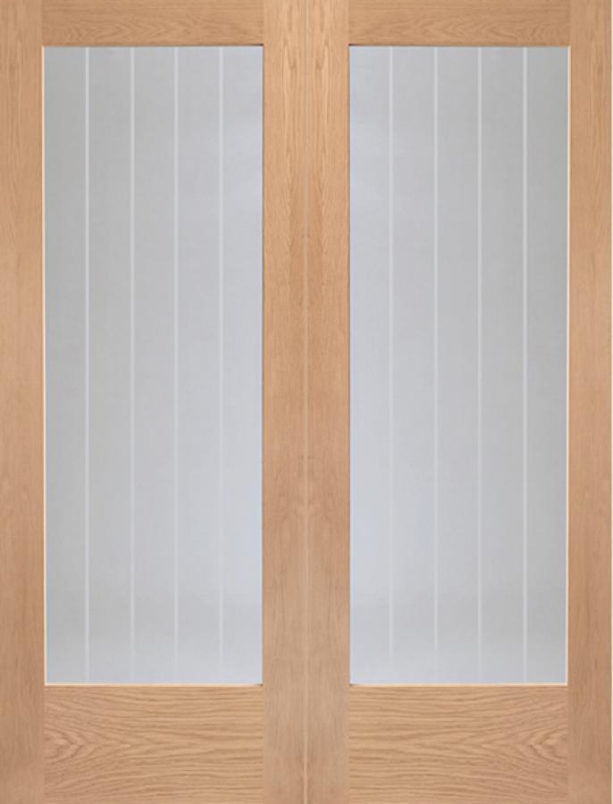 Suffolk Internal Oak French Doors with Clear Etched Glass